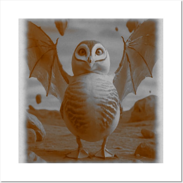 AI generated Owl with bat wings Wall Art by Catbrat